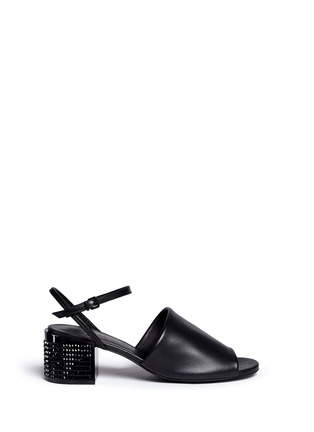 Main View - Click To Enlarge - CLERGERIE - 'Emina' strass block heel leather sandals