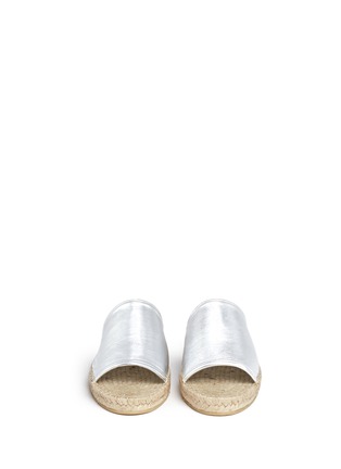 Front View - Click To Enlarge - CLERGERIE - 'Ela' metallic lambskin leather espadrille slide sandals