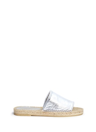 Main View - Click To Enlarge - CLERGERIE - 'Ela' metallic lambskin leather espadrille slide sandals