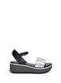 Main View - Click To Enlarge - CLERGERIE - 'Penny' metallic leather band flatform sandals