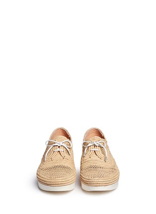 Front View - Click To Enlarge - CLERGERIE - 'Vicolek' braided raffia wedge lace-ups