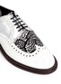 Detail View - Click To Enlarge - CLERGERIE - 'Roelk' colourblock snake effect leather Derbies