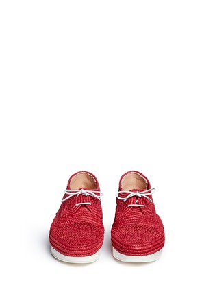 Front View - Click To Enlarge - CLERGERIE - 'Vicolek' braided raffia wedge lace-ups