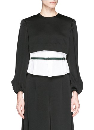 Main View - Click To Enlarge - TOGA ARCHIVES - Front belt poplin insert taffeta crepe top