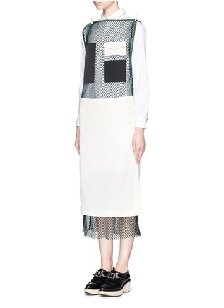 Figure View - Click To Enlarge - TOGA ARCHIVES - Skirt overlay patchwork mesh dress