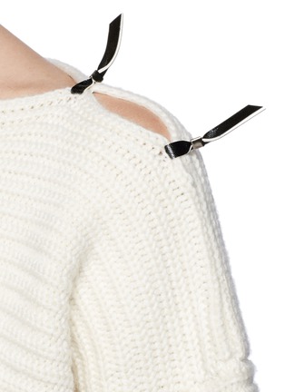 Detail View - Click To Enlarge - TOGA ARCHIVES - Faux leather ribbon knit sweater