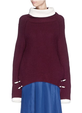 Main View - Click To Enlarge - TOGA ARCHIVES - Contrast trim rib knit turtleneck sweater