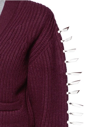 Detail View - Click To Enlarge - TOGA ARCHIVES - Faux leather ribbon knit cardigan