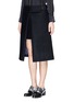 Front View - Click To Enlarge - SACAI LUCK - Wool felt wrap skirt