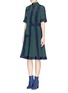 Figure View - Click To Enlarge - SACAI LUCK - Eyelet lace insert stand collar flare dress