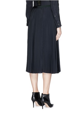 Back View - Click To Enlarge - SACAI LUCK - Lace trim underlay pleat midi skirt