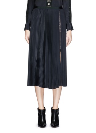 Main View - Click To Enlarge - SACAI LUCK - Lace trim underlay pleat midi skirt