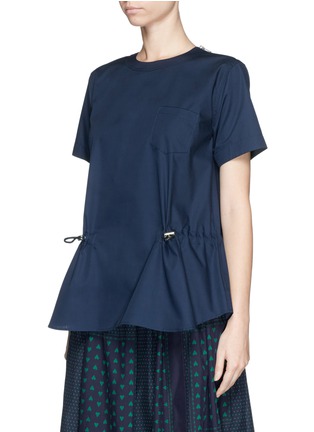 Front View - Click To Enlarge - SACAI LUCK - Split back drawstring poplin top