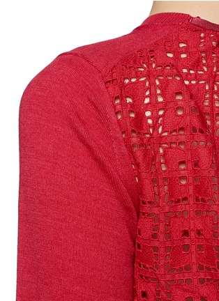 Detail View - Click To Enlarge - SACAI LUCK - Wool knit broderie anglaise back cardigan