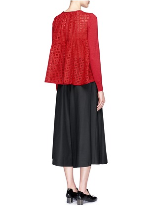 Figure View - Click To Enlarge - SACAI LUCK - Wool knit broderie anglaise back cardigan