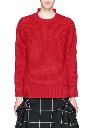 Main View - Click To Enlarge - SACAI LUCK - Wool knit broderie anglaise combo sweater