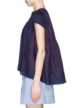 Detail View - Click To Enlarge - SACAI LUCK - Heart print cotton blend jersey top