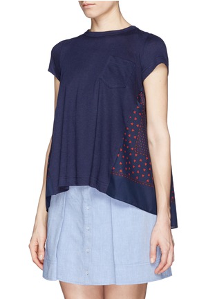 Front View - Click To Enlarge - SACAI LUCK - Heart print cotton blend jersey top