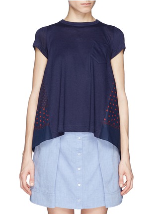 Main View - Click To Enlarge - SACAI LUCK - Heart print cotton blend jersey top