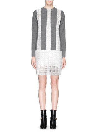 Main View - Click To Enlarge - SACAI LUCK - Broderie anglaise wool sweater dress