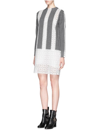 Figure View - Click To Enlarge - SACAI LUCK - Broderie anglaise wool sweater dress