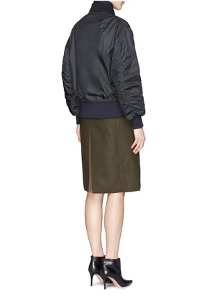 Back View - Click To Enlarge - SACAI LUCK - Short puffer jacket wool coat