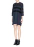 Figure View - Click To Enlarge - SACAI LUCK - Heart print panel eyelet insert dress