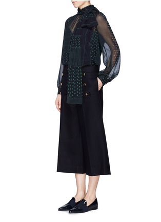 Figure View - Click To Enlarge - SACAI LUCK - Sweater back heart print georgette blouse