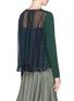 Back View - Click To Enlarge - SACAI LUCK - Heart print voile back cotton-cashmere sweater