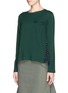 Front View - Click To Enlarge - SACAI LUCK - Heart print voile back cotton-cashmere sweater