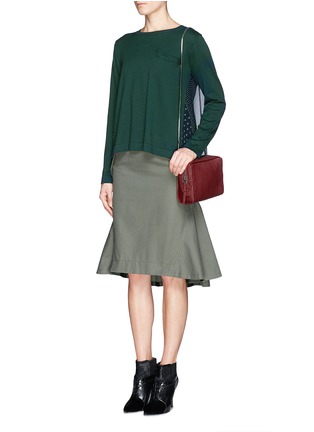 Figure View - Click To Enlarge - SACAI LUCK - Heart print voile back cotton-cashmere sweater