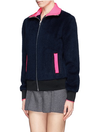 Front View - Click To Enlarge - T BY ALEXANDER WANG - Contrast colour trim mohair jacket