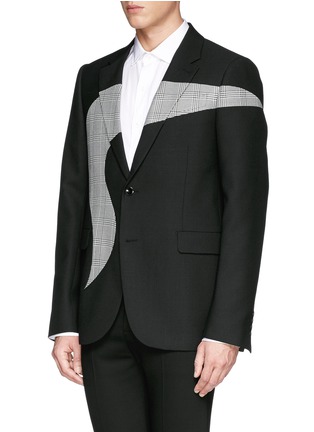 Front View - Click To Enlarge - ALEXANDER MCQUEEN - Houndstooth graphic jacquard wool blazer