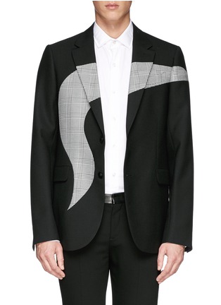 Main View - Click To Enlarge - ALEXANDER MCQUEEN - Houndstooth graphic jacquard wool blazer