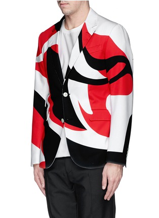 Front View - Click To Enlarge - ALEXANDER MCQUEEN - Abstract print cotton blazer