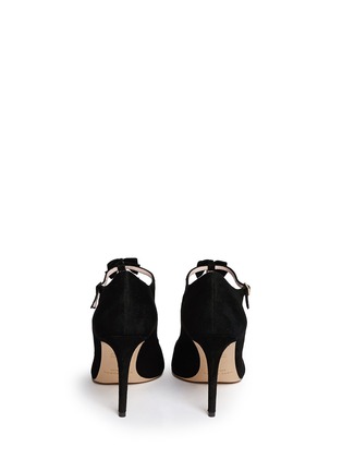 Back View - Click To Enlarge - KATE SPADE - 'Noland' ribbon crystal T-strap suede pumps