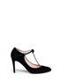 Main View - Click To Enlarge - KATE SPADE - 'Noland' ribbon crystal T-strap suede pumps
