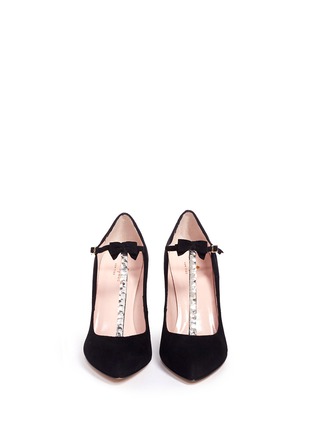 Figure View - Click To Enlarge - KATE SPADE - 'Noland' ribbon crystal T-strap suede pumps