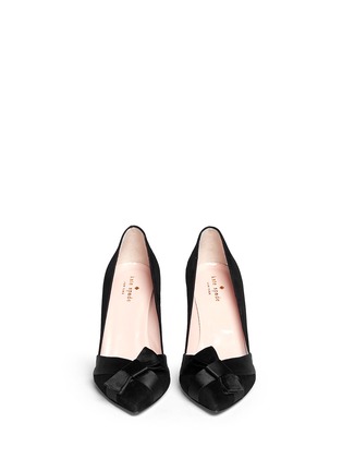 Figure View - Click To Enlarge - KATE SPADE - 'Perry' satin bow suede pumps