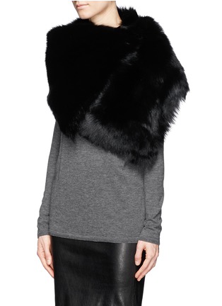 Front View - Click To Enlarge - KARL DONOGHUE - Foxy Toscana lamb shearling hook cape