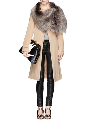 Figure View - Click To Enlarge - KARL DONOGHUE - Foxy Toscana lamb shearling hook cape
