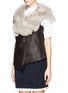 Front View - Click To Enlarge - KARL DONOGHUE - Lambskin biker gilet with lamb shearling collar