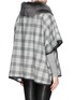 Back View - Click To Enlarge - KARL DONOGHUE - Detachable shearling collar glen plaid lambswool poncho