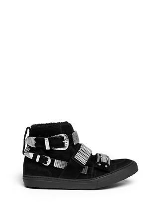 Main View - Click To Enlarge - TOGA ARCHIVES - Metal hardware suede shearling sneakers