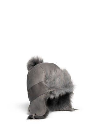 Figure View - Click To Enlarge - KARL DONOGHUE - Toscana lambskin shearling pompom trapper hat