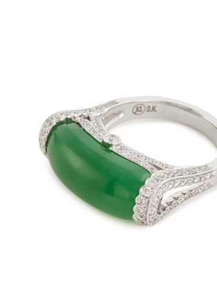 Detail View - Click To Enlarge - SAMUEL KUNG - Diamond jade 18k white gold ring