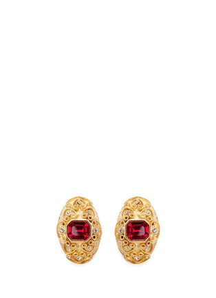 Main View - Click To Enlarge - KENNETH JAY LANE - Glass stone swirl filigree gold plated clip earrings