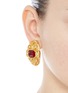 Figure View - Click To Enlarge - KENNETH JAY LANE - Glass stone swirl filigree gold plated clip earrings