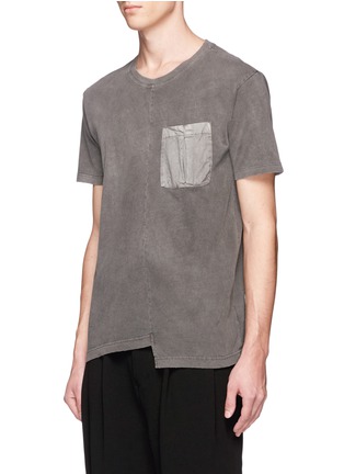 Front View - Click To Enlarge - THE VIRIDI-ANNE - Staggered hem washed cotton jersey T-shirt