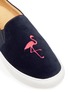 Detail View - Click To Enlarge - BING XU - 'Tribeca' flamingo embroidered velvet skate slip-ons